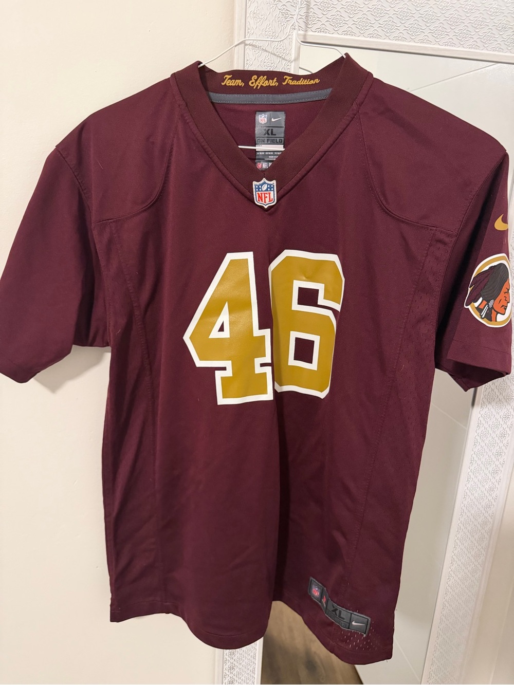 Nike KIDS XL fits a woman M men S Burgundy NFL Team Jersey with Gold Number 46